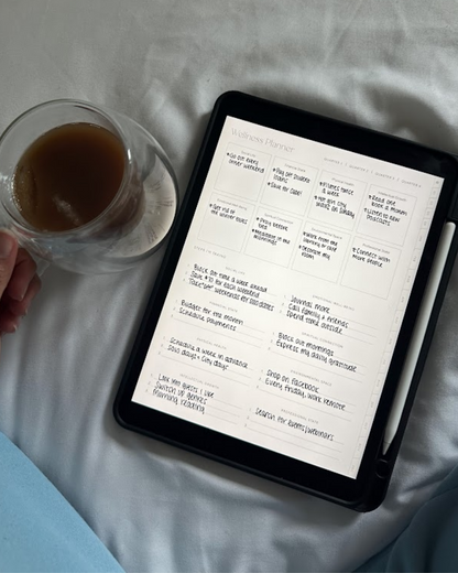 Digital yearly, quarterly, monthly weekly, daily planner for wellness and organizing